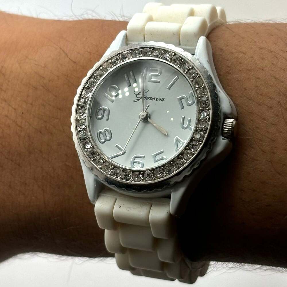 Silver & Cream Crystal Watch